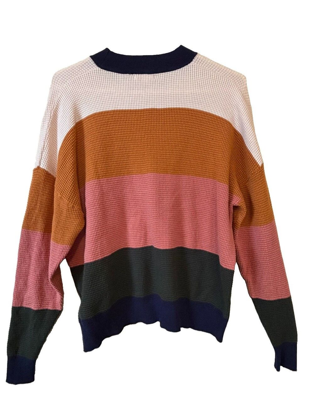 Tea u Rose Colorblock Waffle Knit Long Sleeve Sweater Size S - Picture 2 of 5
